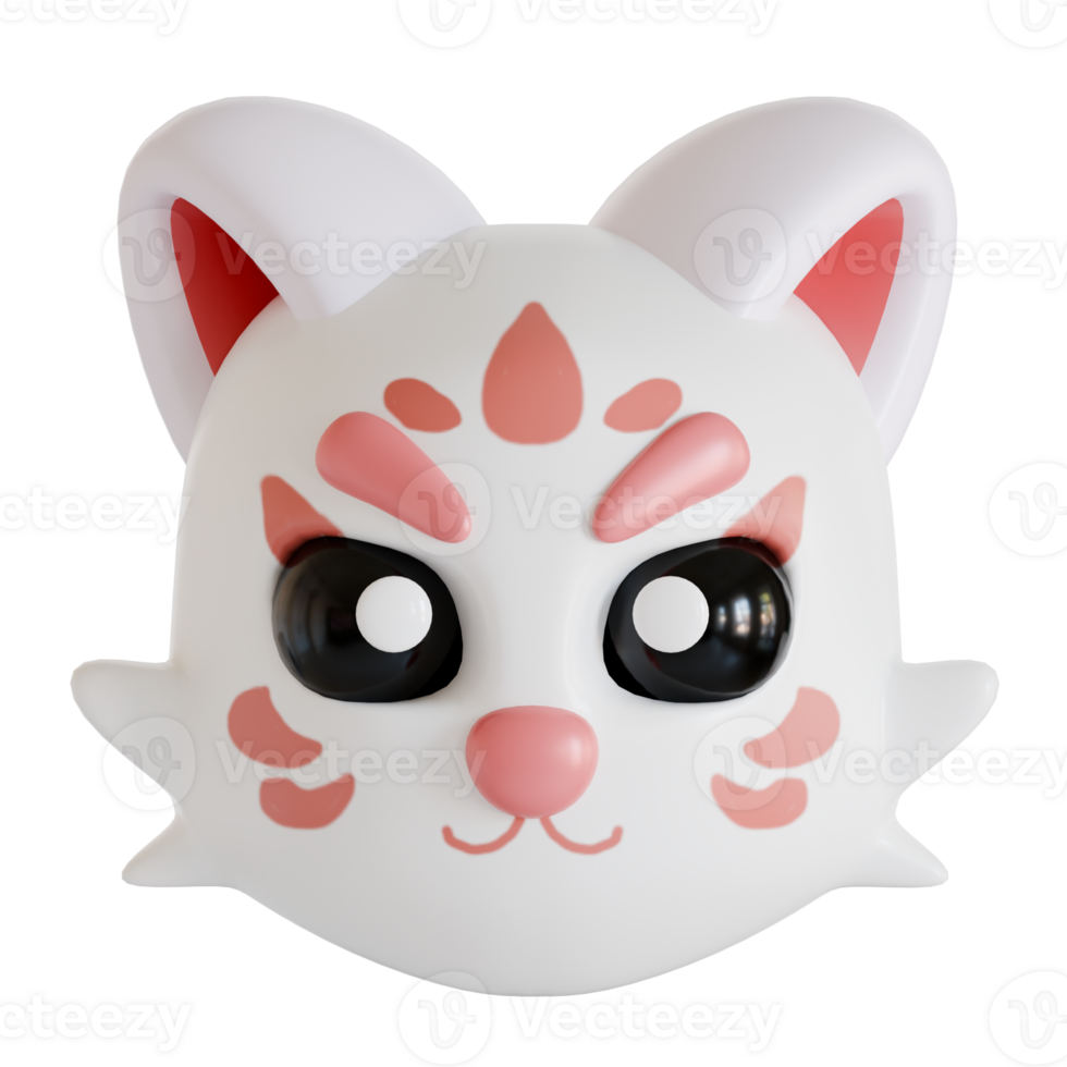 A white cat mask with pink eyes png