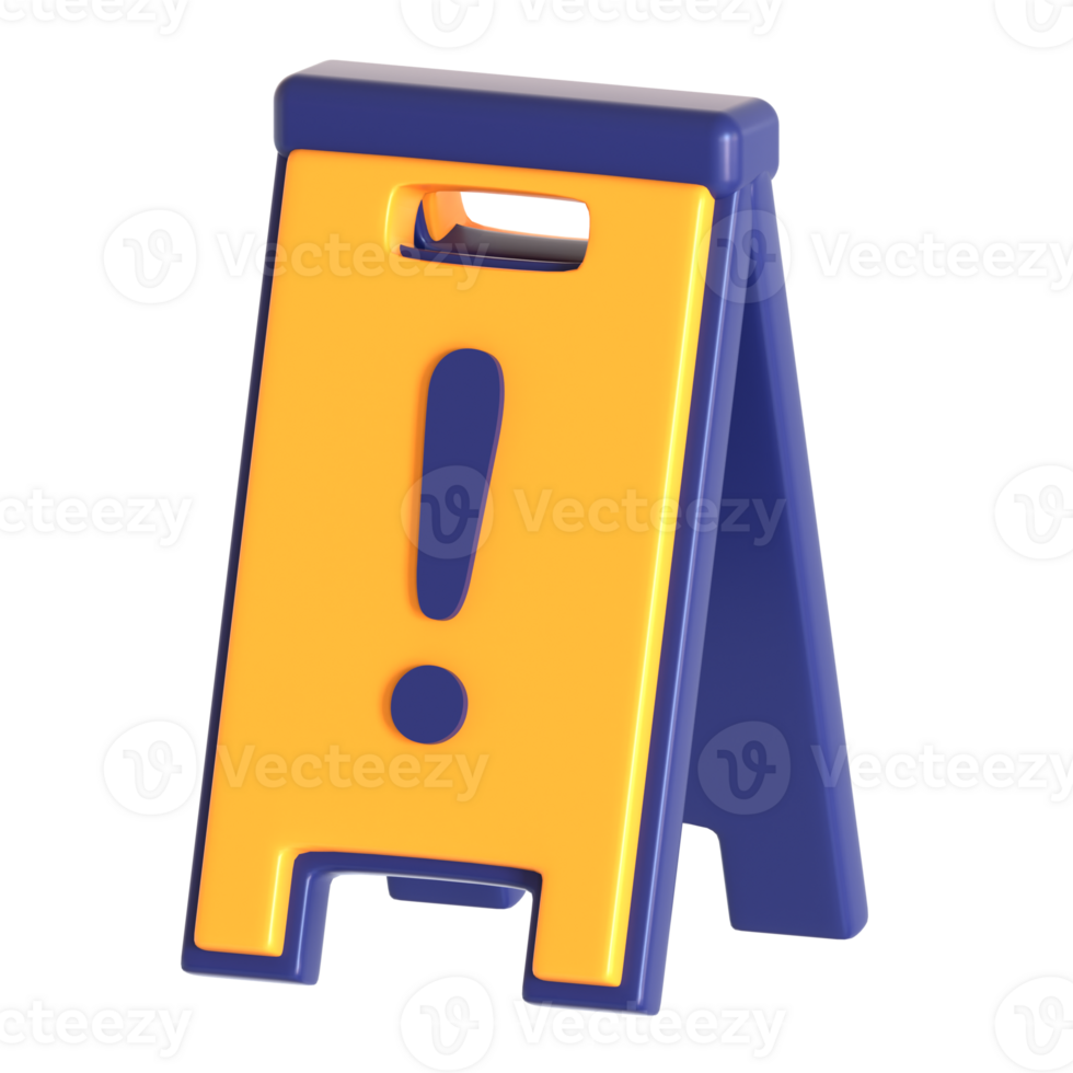 A yellow and blue sign with an exclamation mark on it png