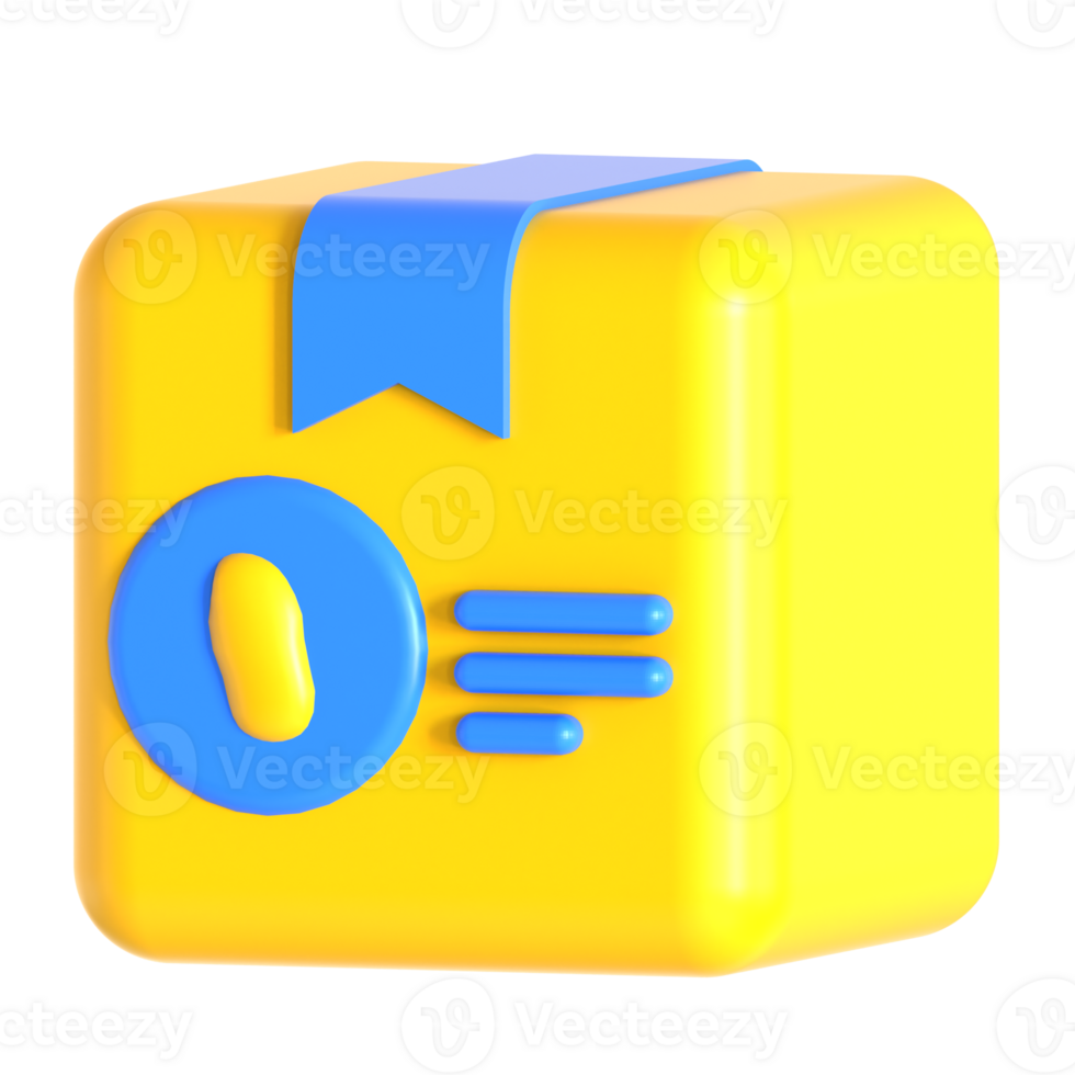 A yellow cube with a blue ribbon on it png