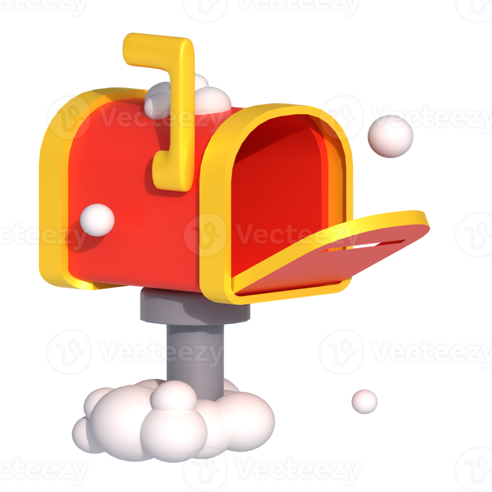 A red mailbox with a yellow handle and a red handle png