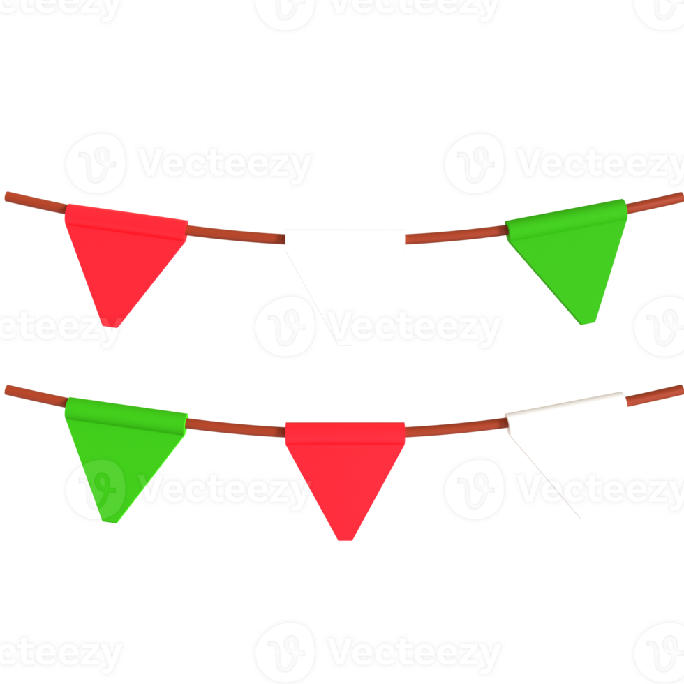 A group of red, green and white flags on a string png