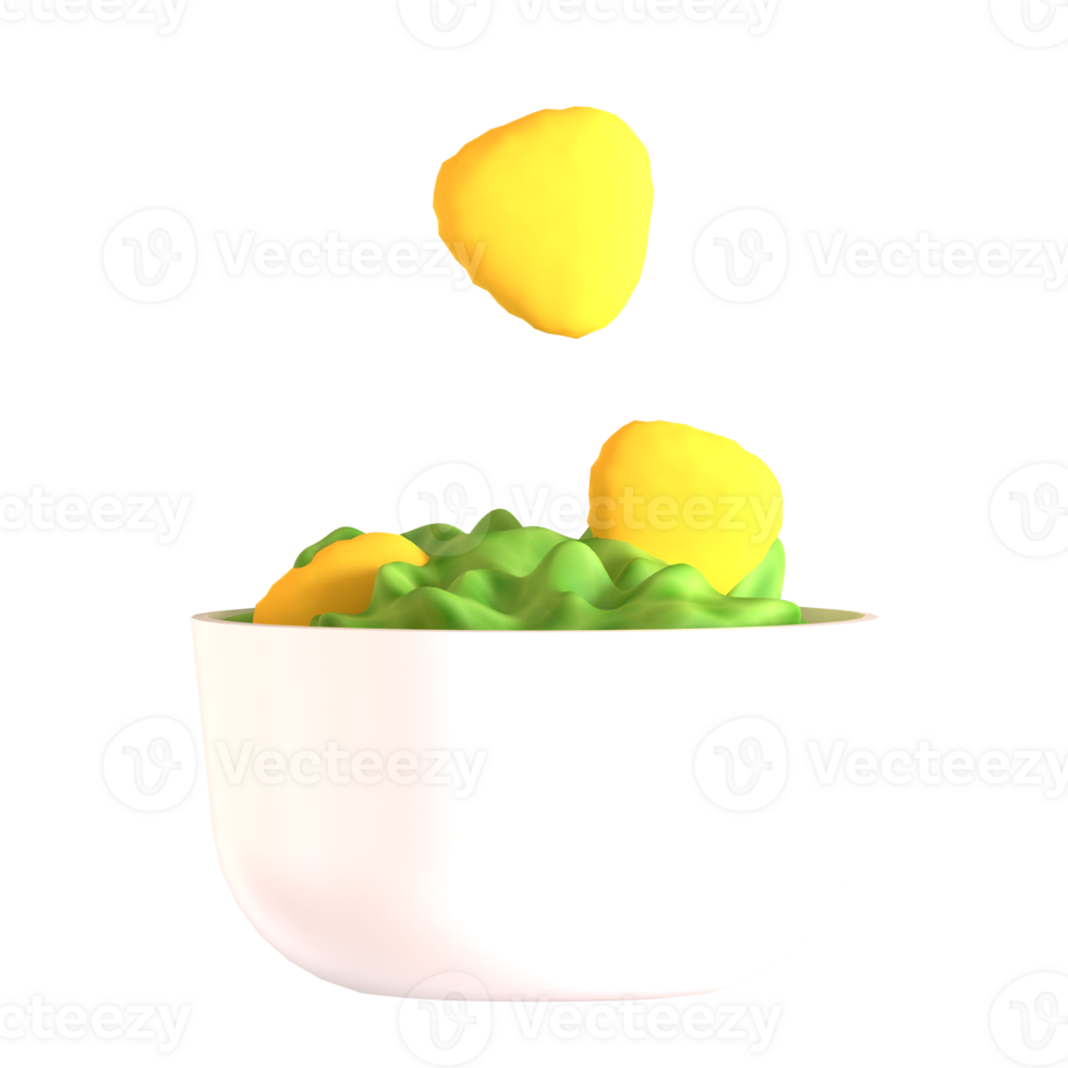 A bowl of green and yellow food in a black background png