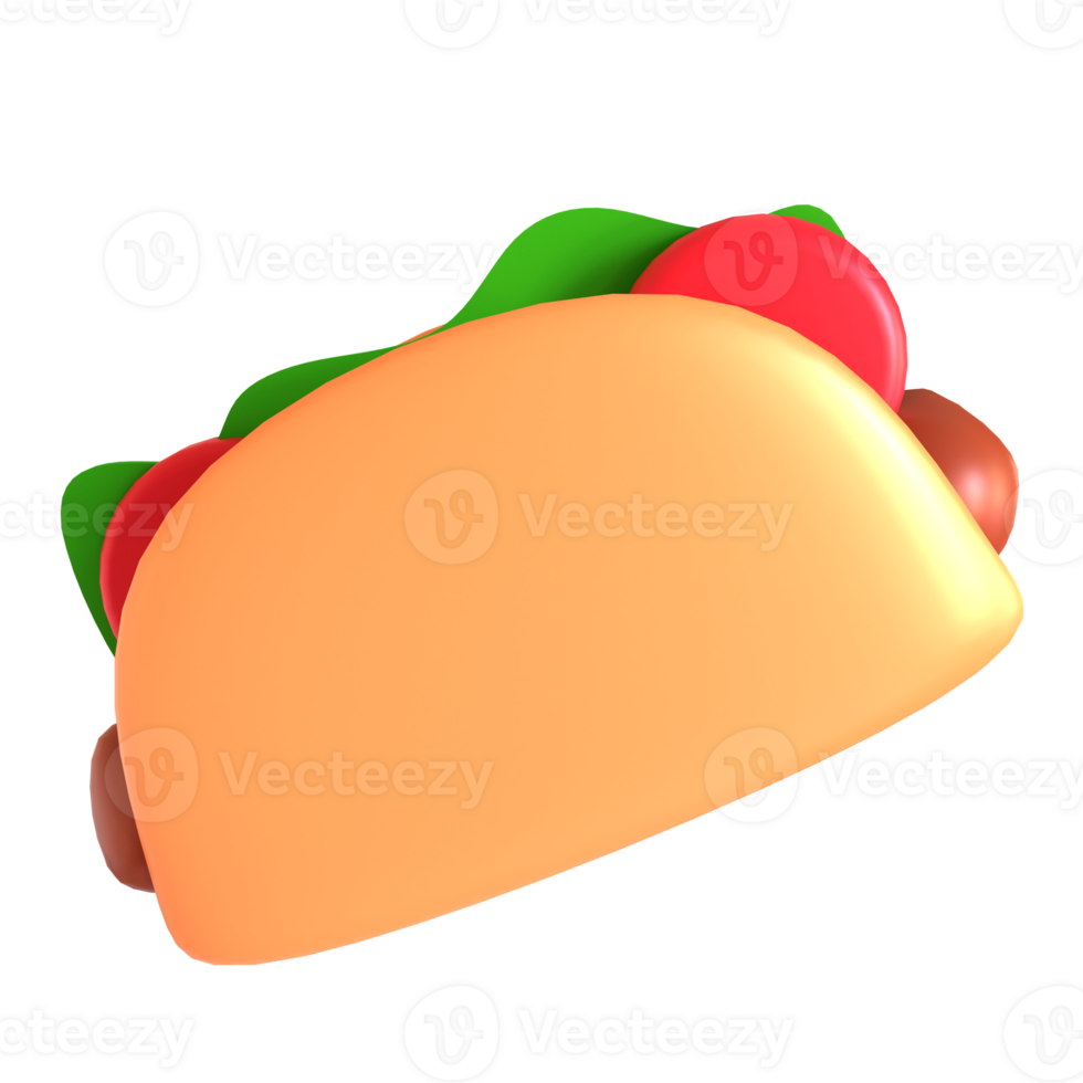 A cartoon taco with a green leaf on it png