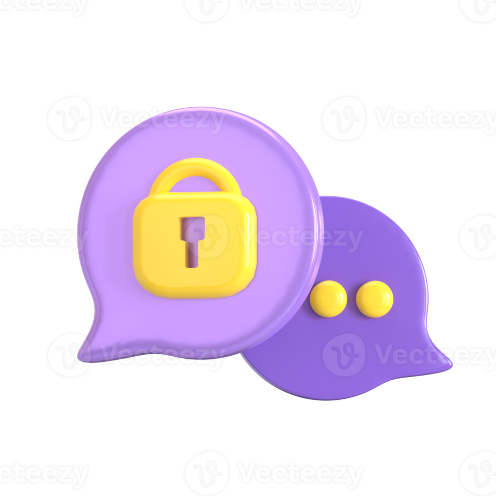 A purple speech bubble with a lock on it png