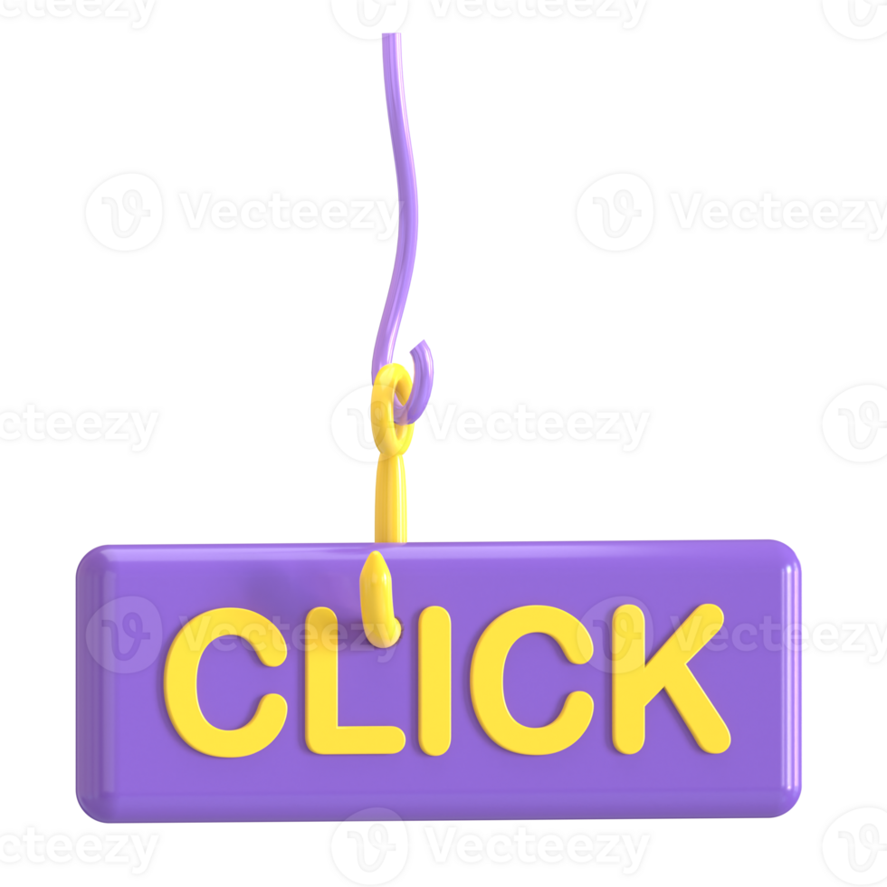 Click purple button hanging from a string png