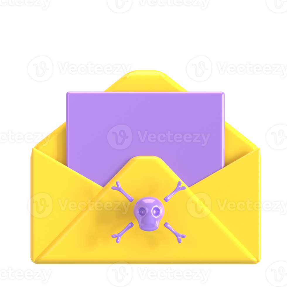 An envelope with a purple skull and a purple envelope png