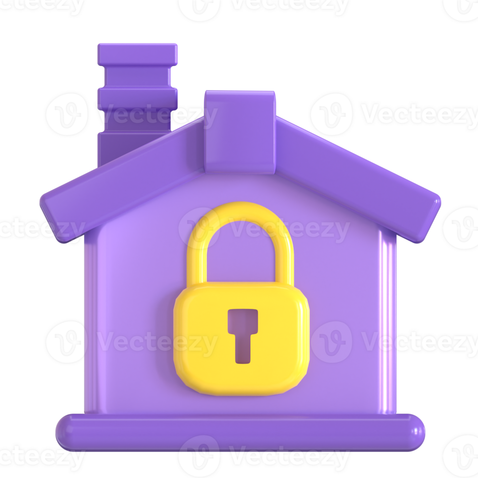 A purple house with a lock on it png