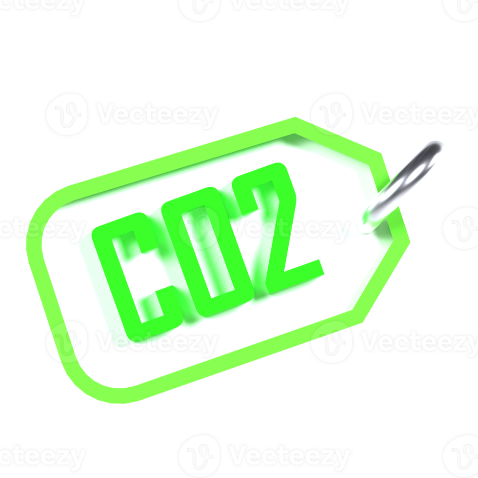 A green tag with the word co2 on it png