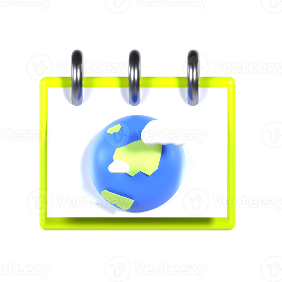 A calendar with a globe on it png