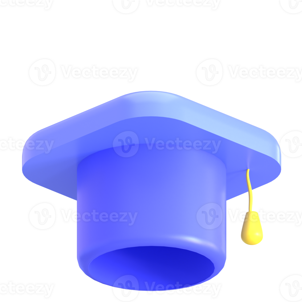 A blue graduation cap with a yellow tassel png