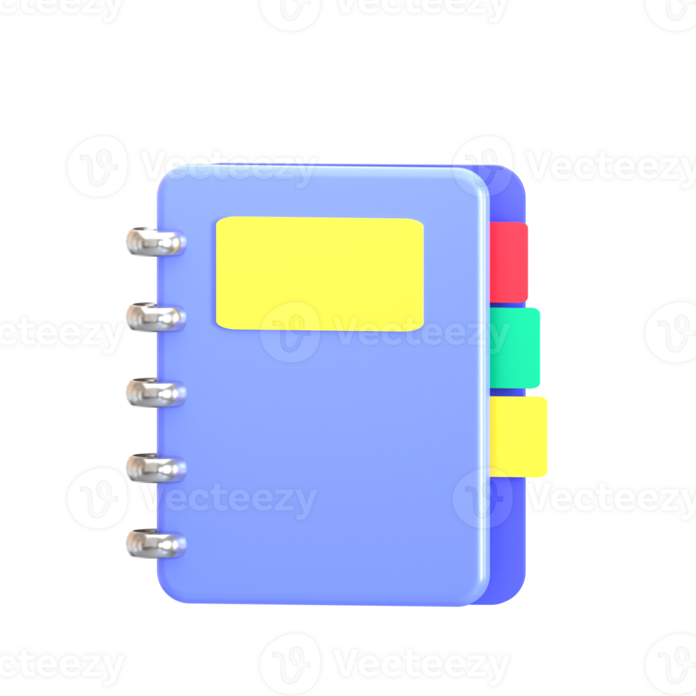 A blue notebook with colorful pages png