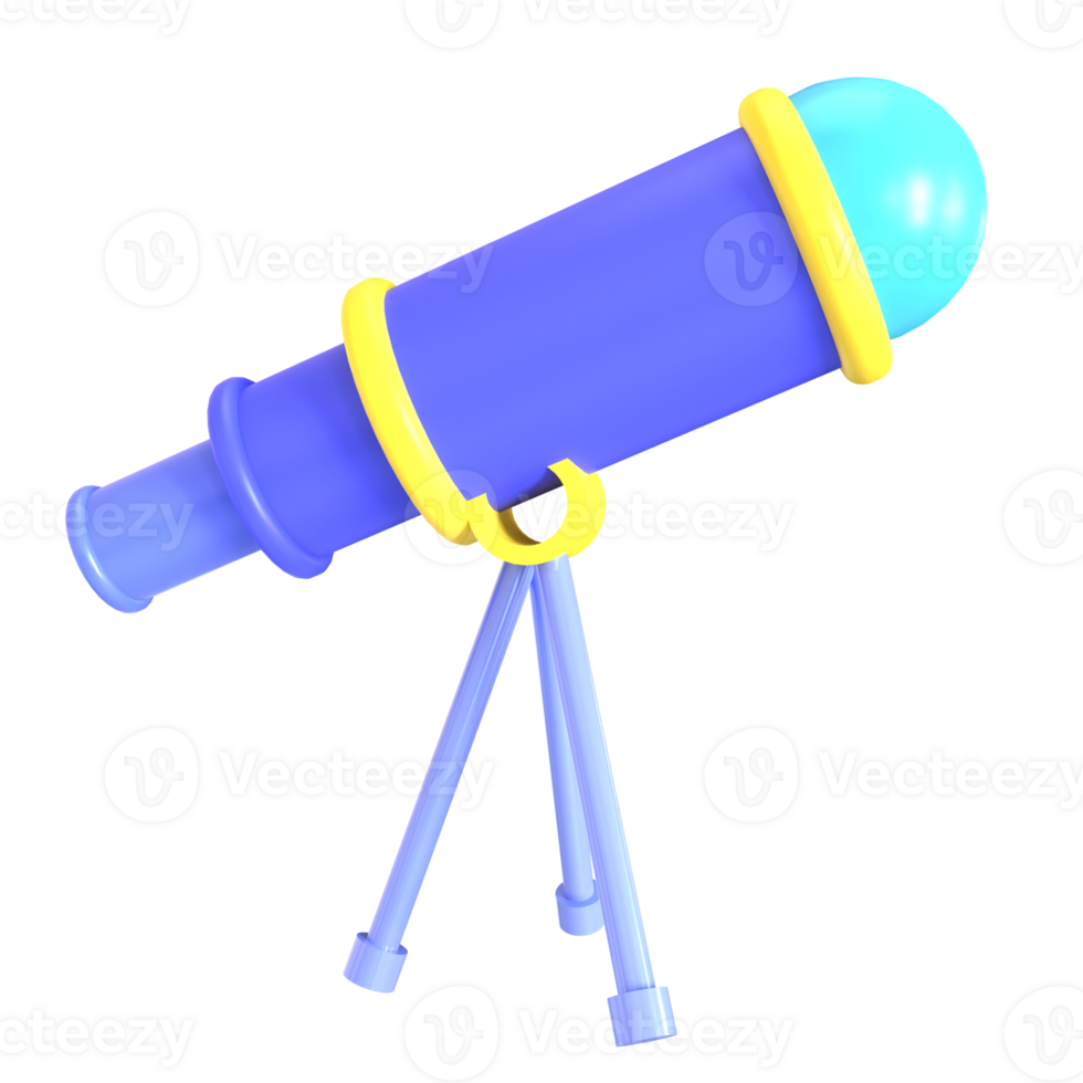 A blue telescope with a yellow handle png