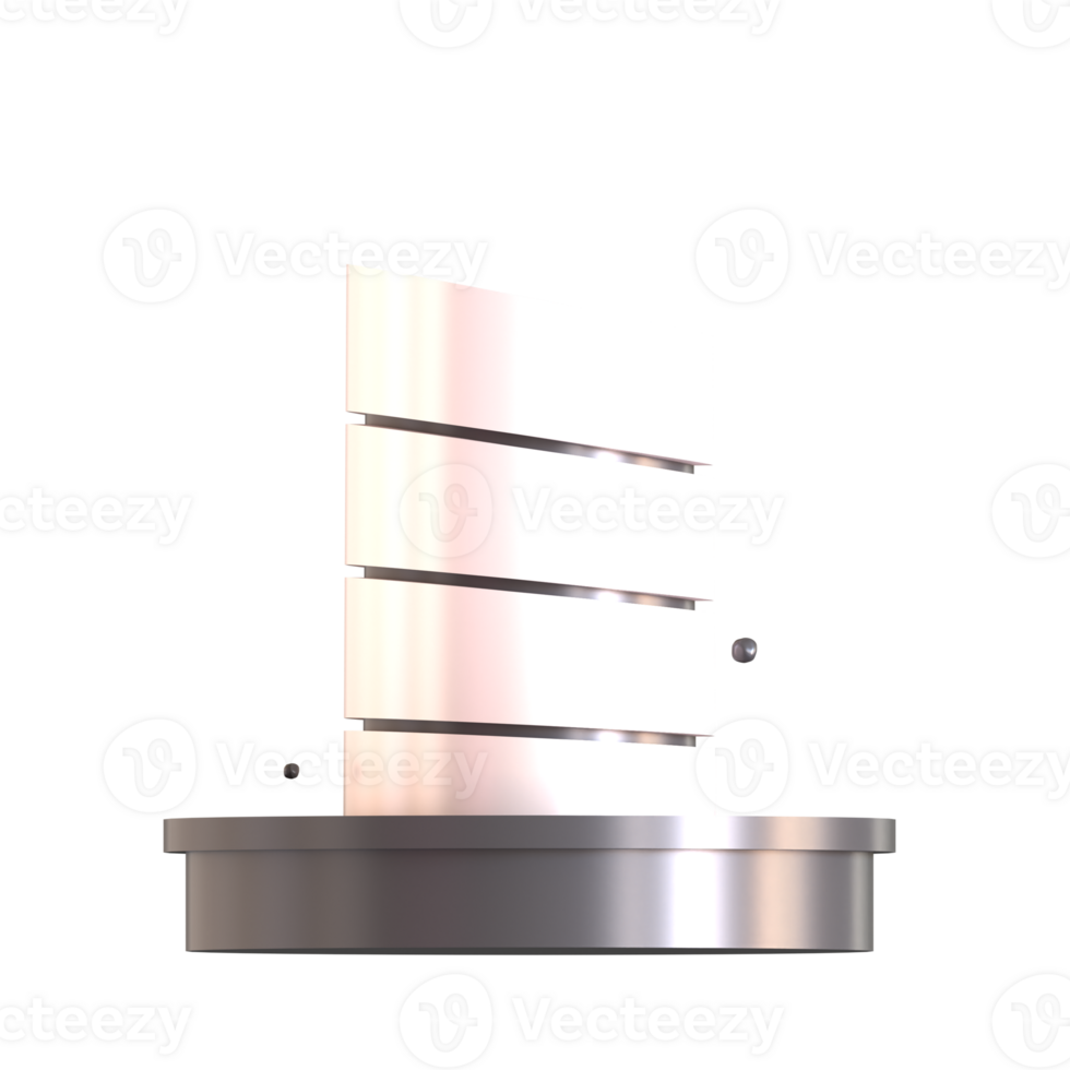 A white metal stand with a black background png