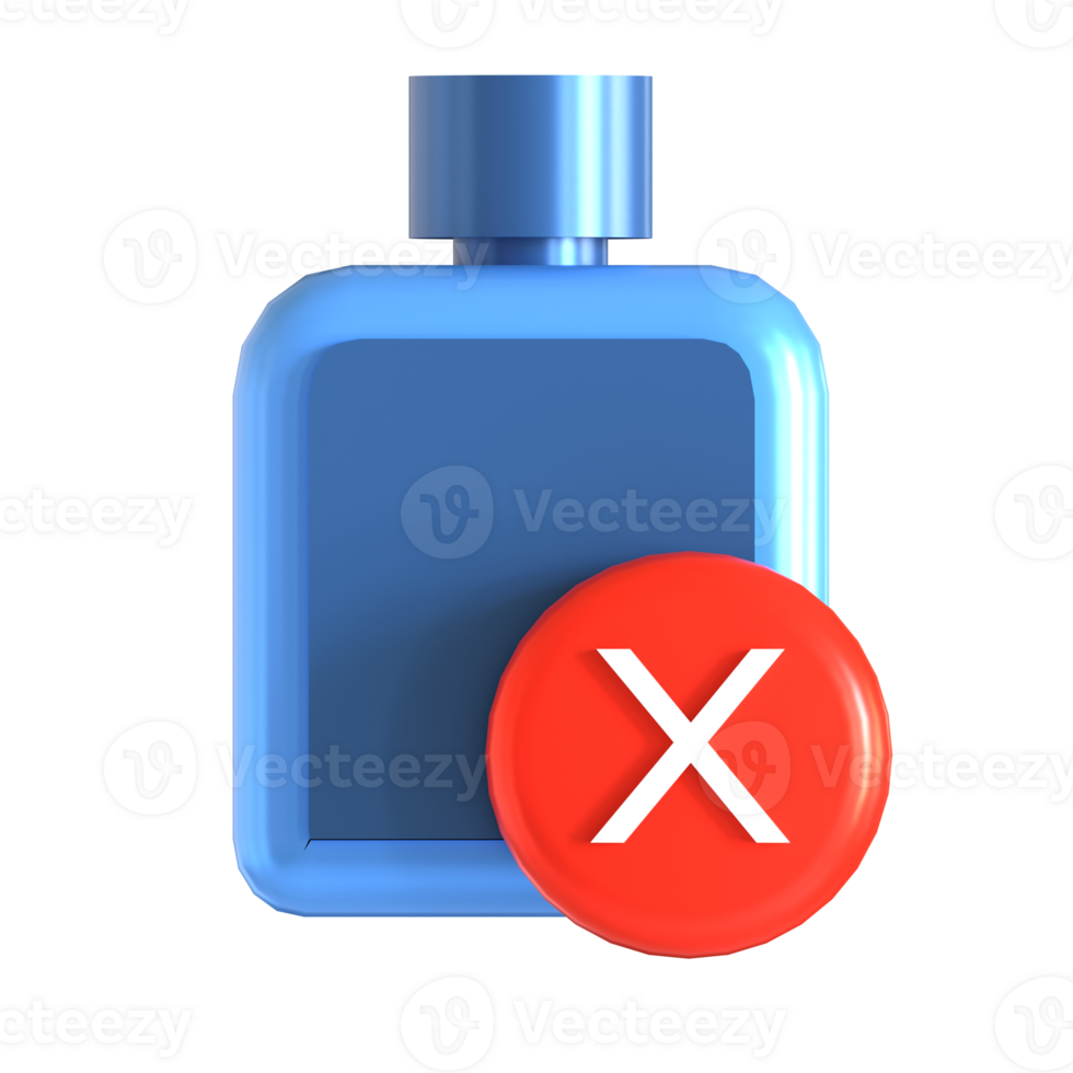 A blue bottle with a red x on it png