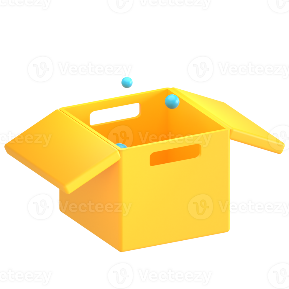 A yellow box with blue balls inside png