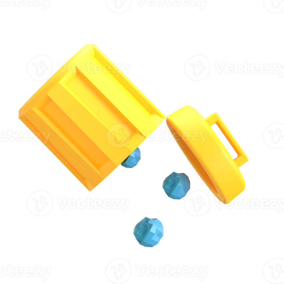 A yellow plastic container with blue balls inside png