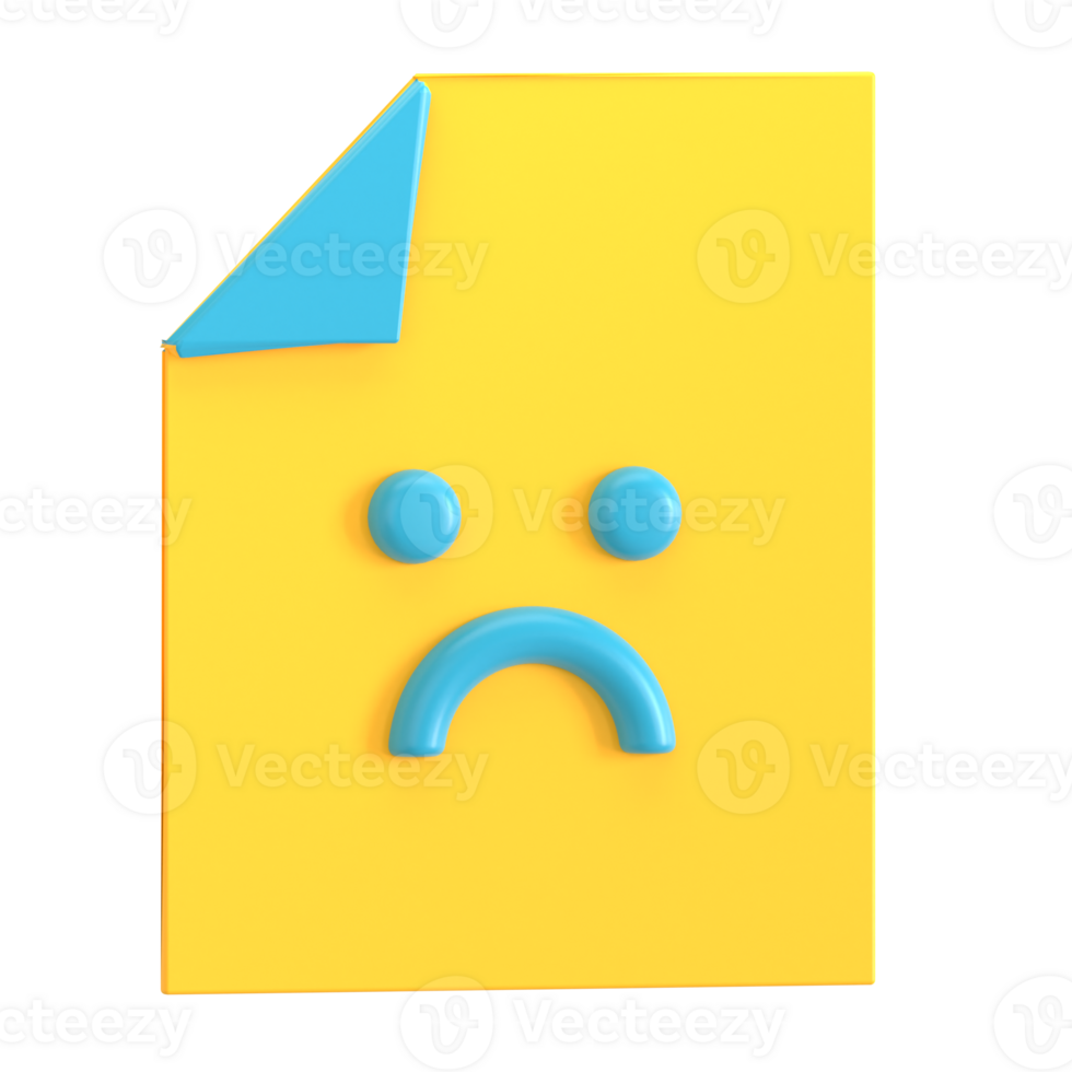 A yellow paper with a sad face on it png