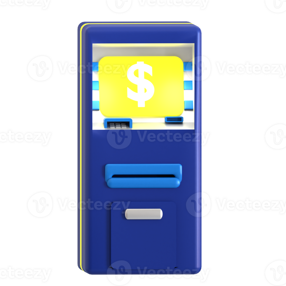 A blue atm machine with a dollar sign png