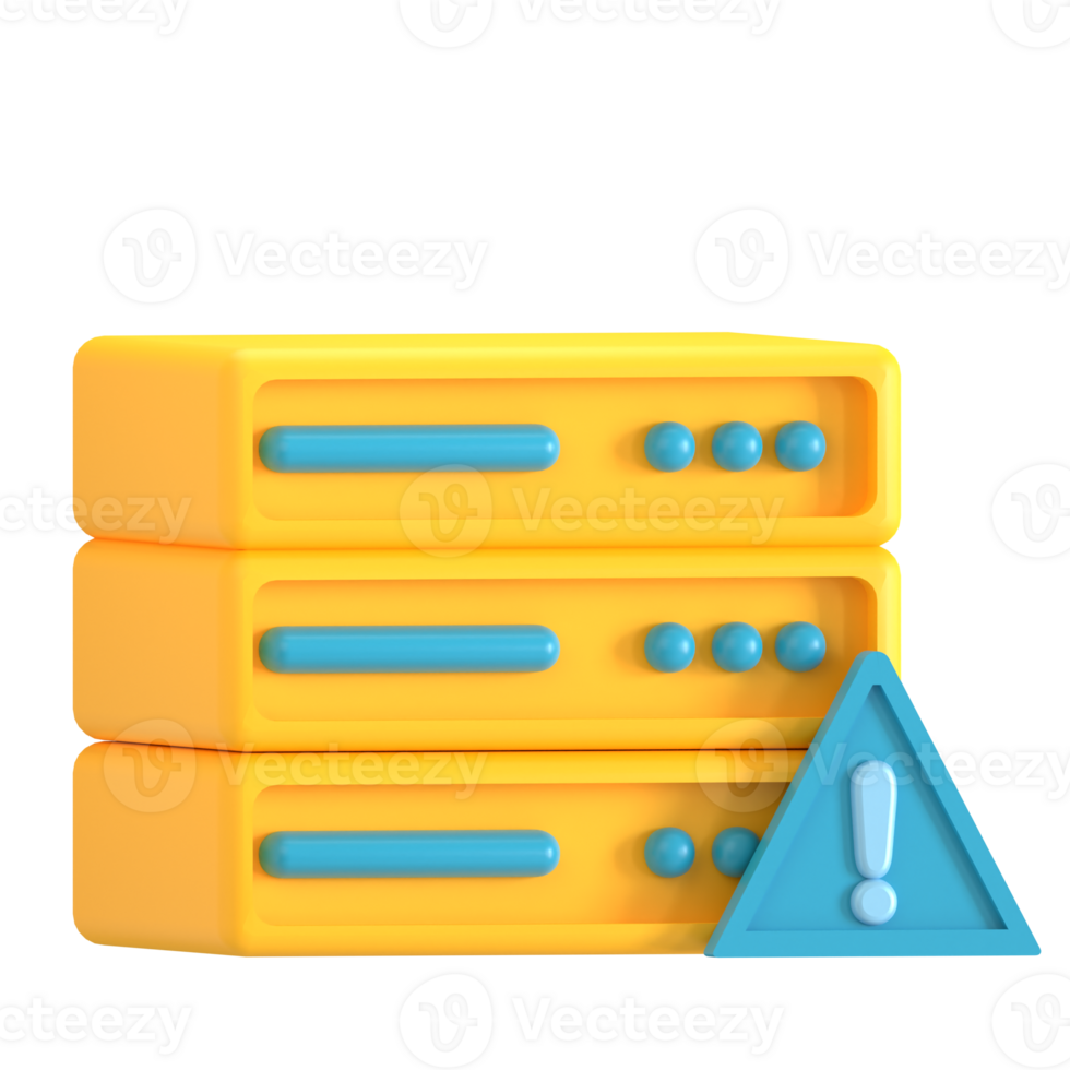 A yellow and blue computer server with a blue warning sign png