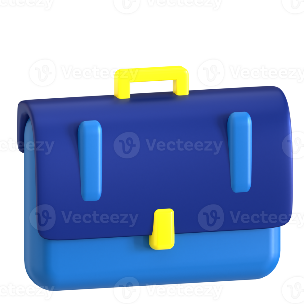 A blue briefcase with yellow handles png