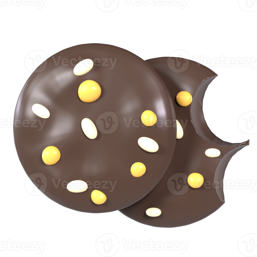 Chocolate cookie with yellow and white candies png