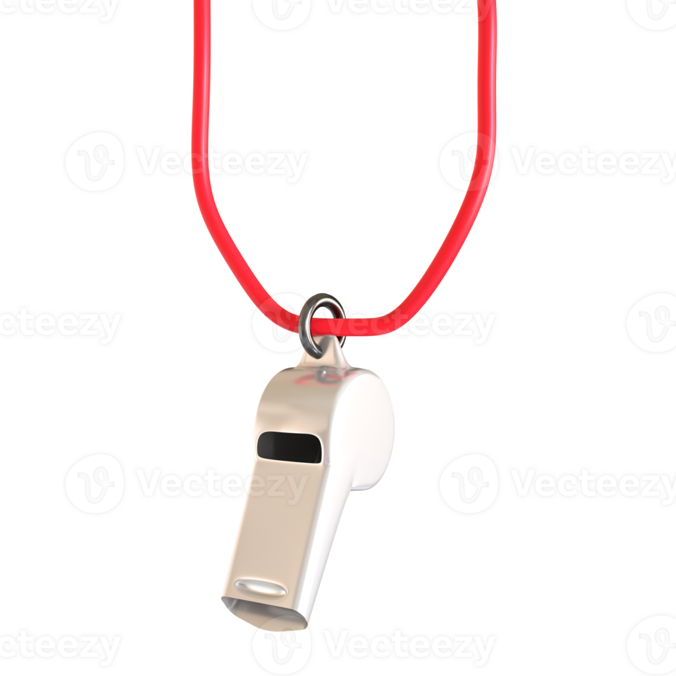 A whistle is hanging on a red cord png