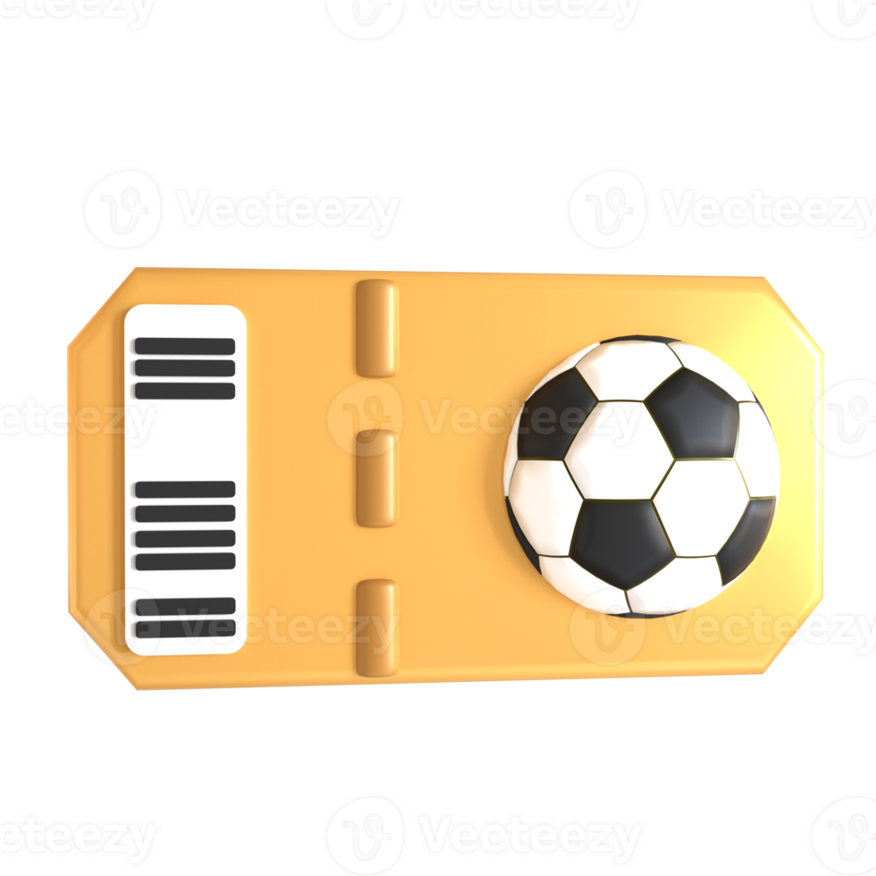 A soccer ball and ticket on a yellow ticket png