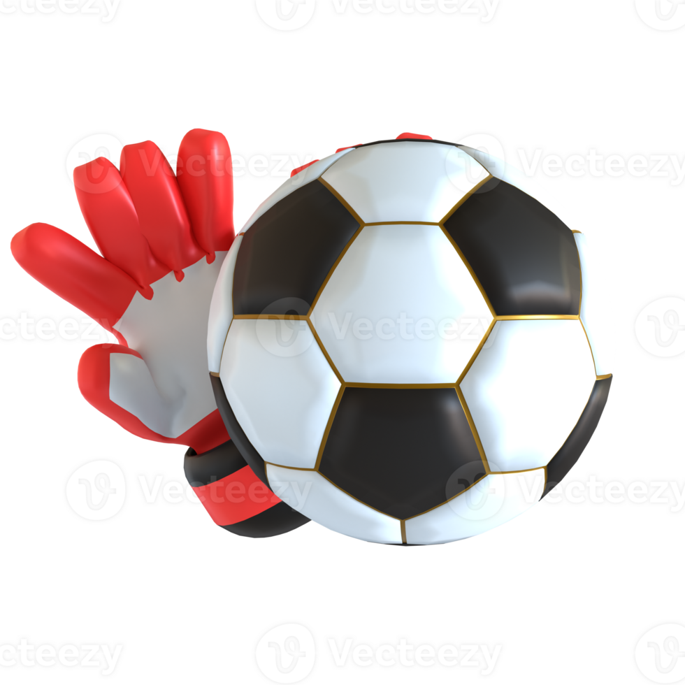 A soccer ball and glove on a black background png