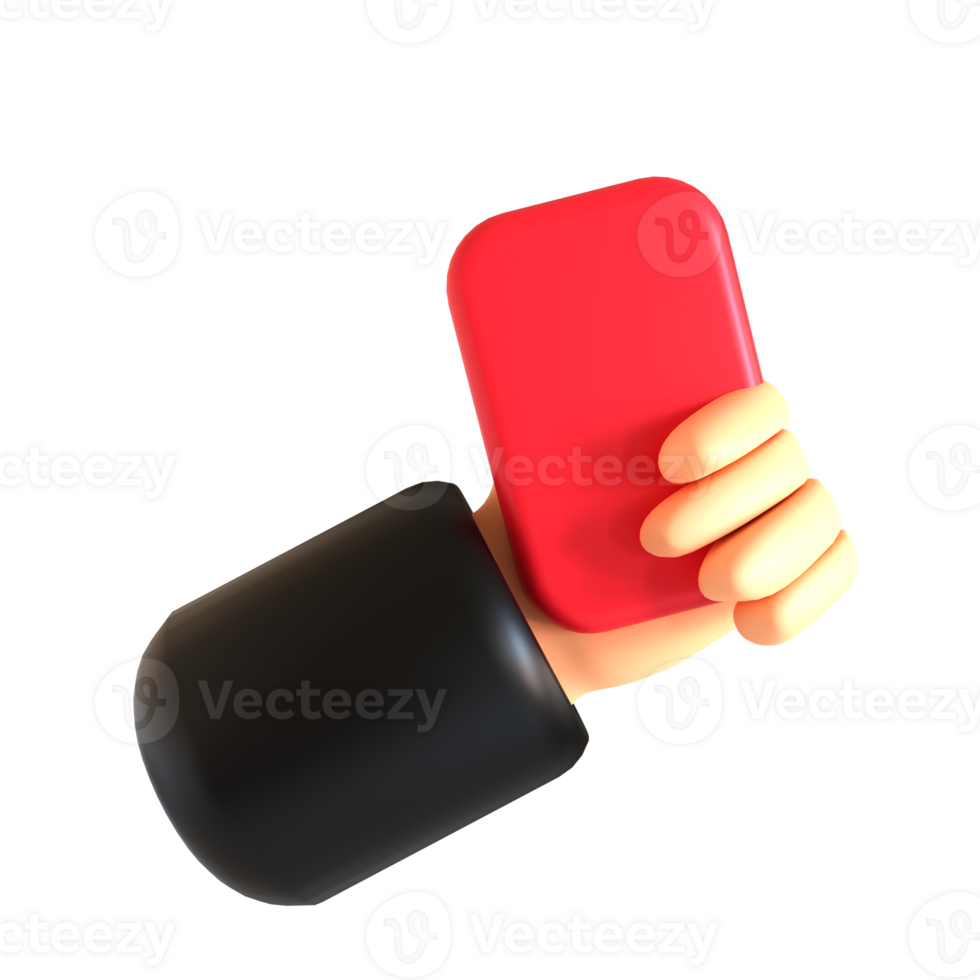 A hand holding a red card in a black and black suit png