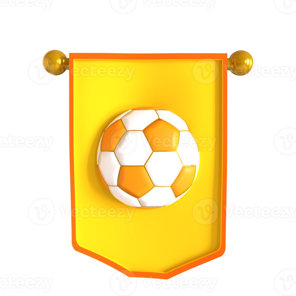 A soccer ball on a yellow banner png