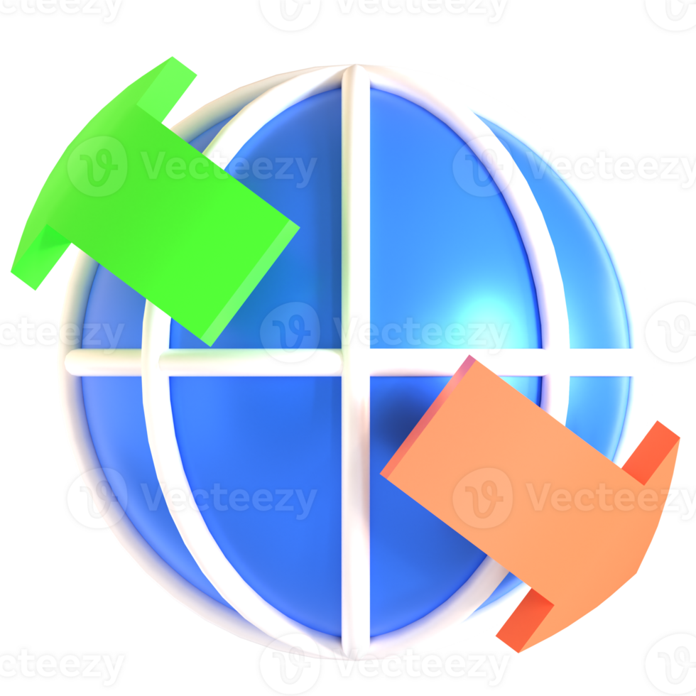 A globe with arrows pointing to it png