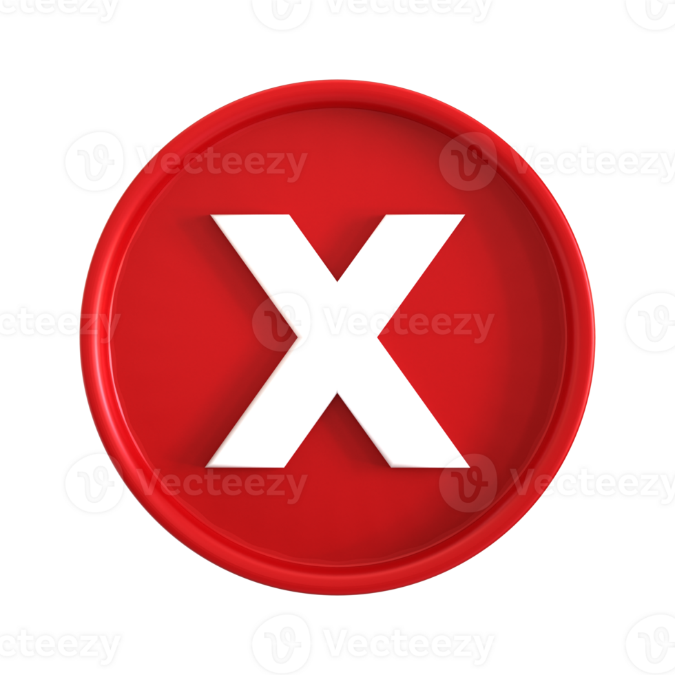 X sign on red button png