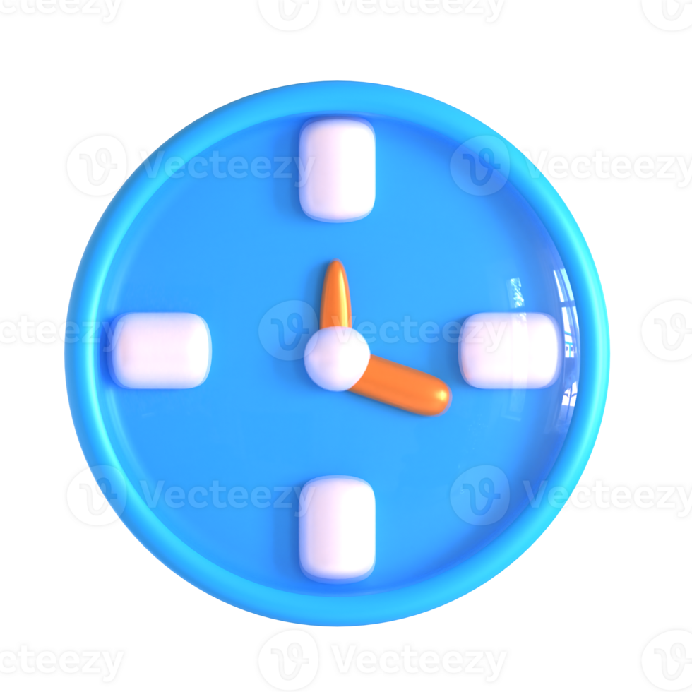 A blue clock with orange and white faces png