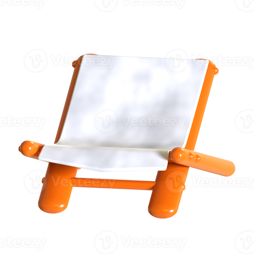 A white and orange beach chair with a black background png