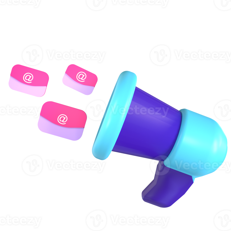 A blue megaphone with pink and blue buttons png