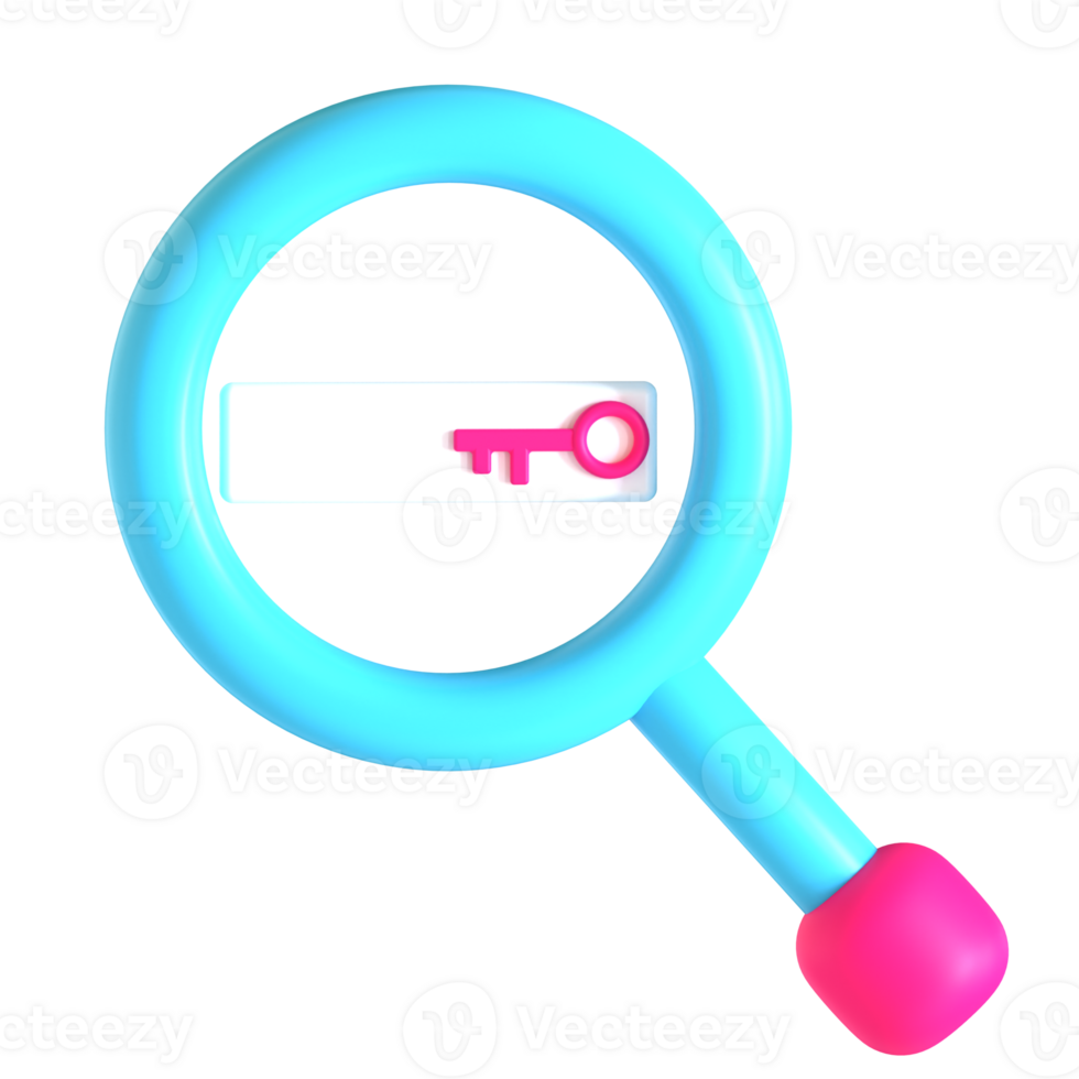A magnifying glass with a key in it png