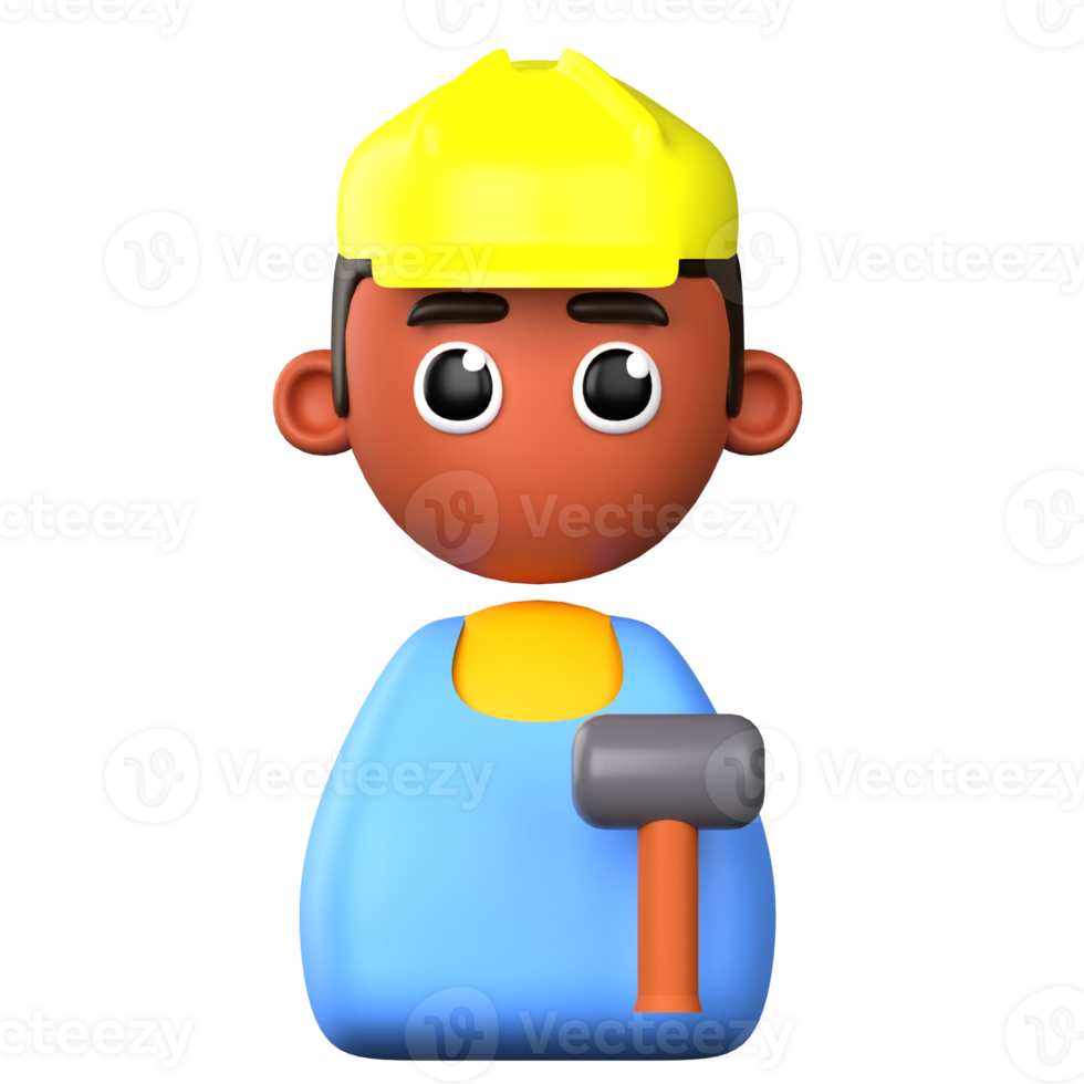 A cartoon character with a hammer and a hard hat png