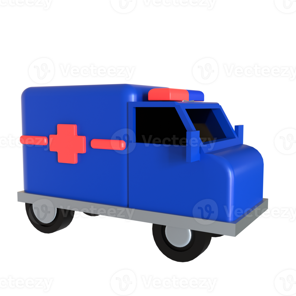 A blue ambulance truck on a black background png