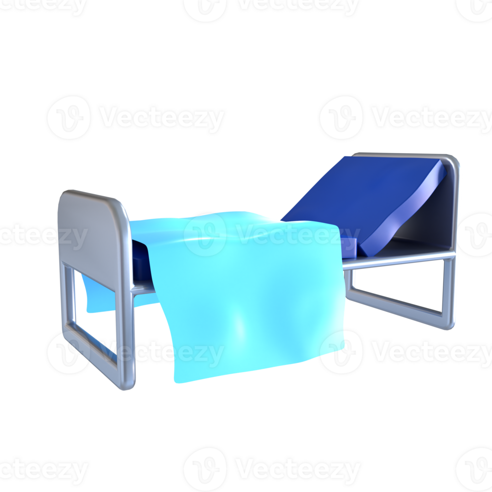 A bed with a blue blanket on it png