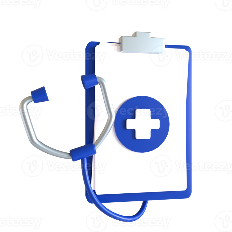 A stethoscope and clipboard with a medical symbol png