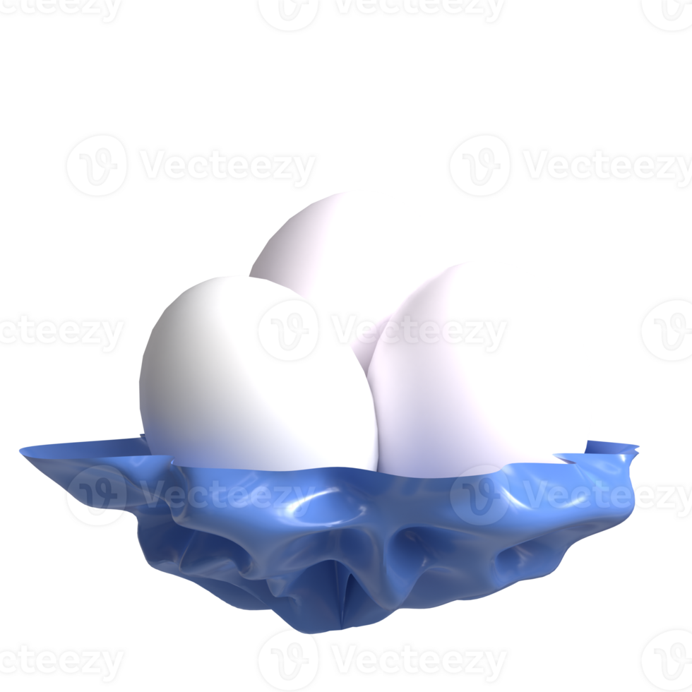 Three eggs in a blue bowl on a black background png