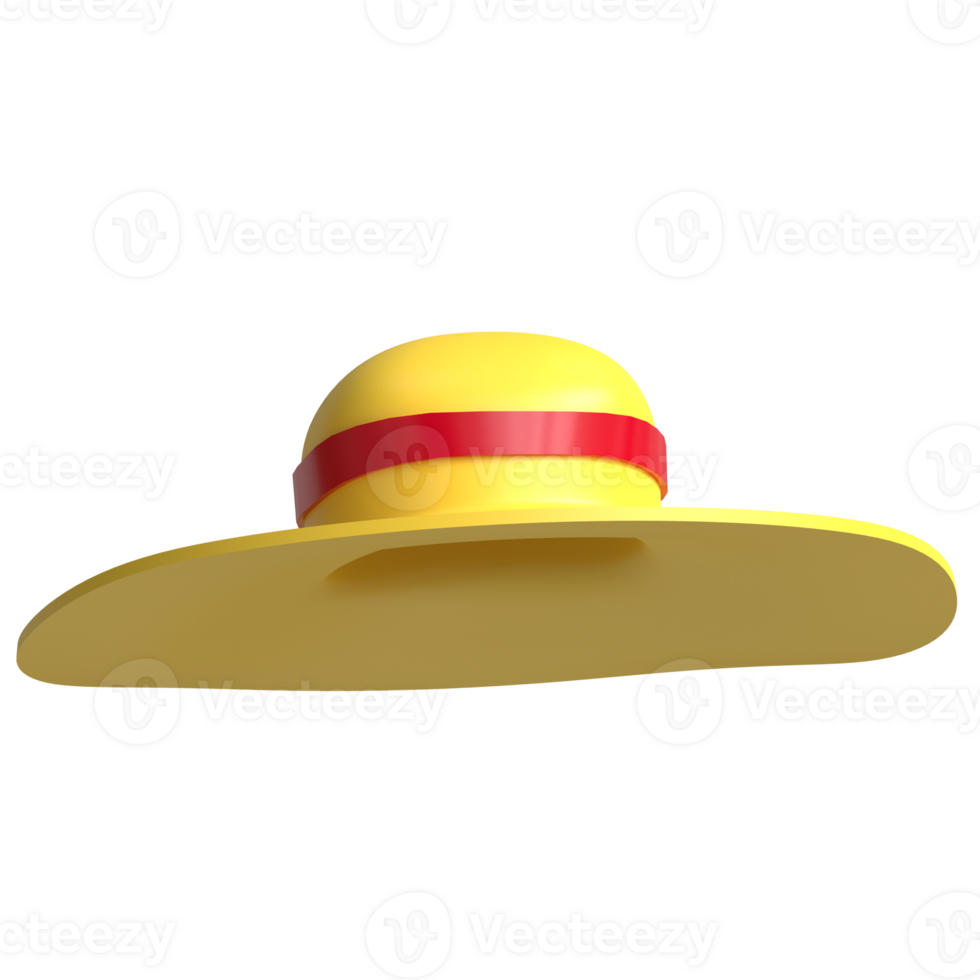 A yellow hat with a red stripe on it png