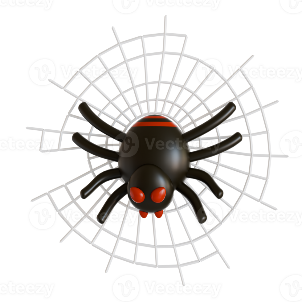 A spider is sitting in a web on a black background png