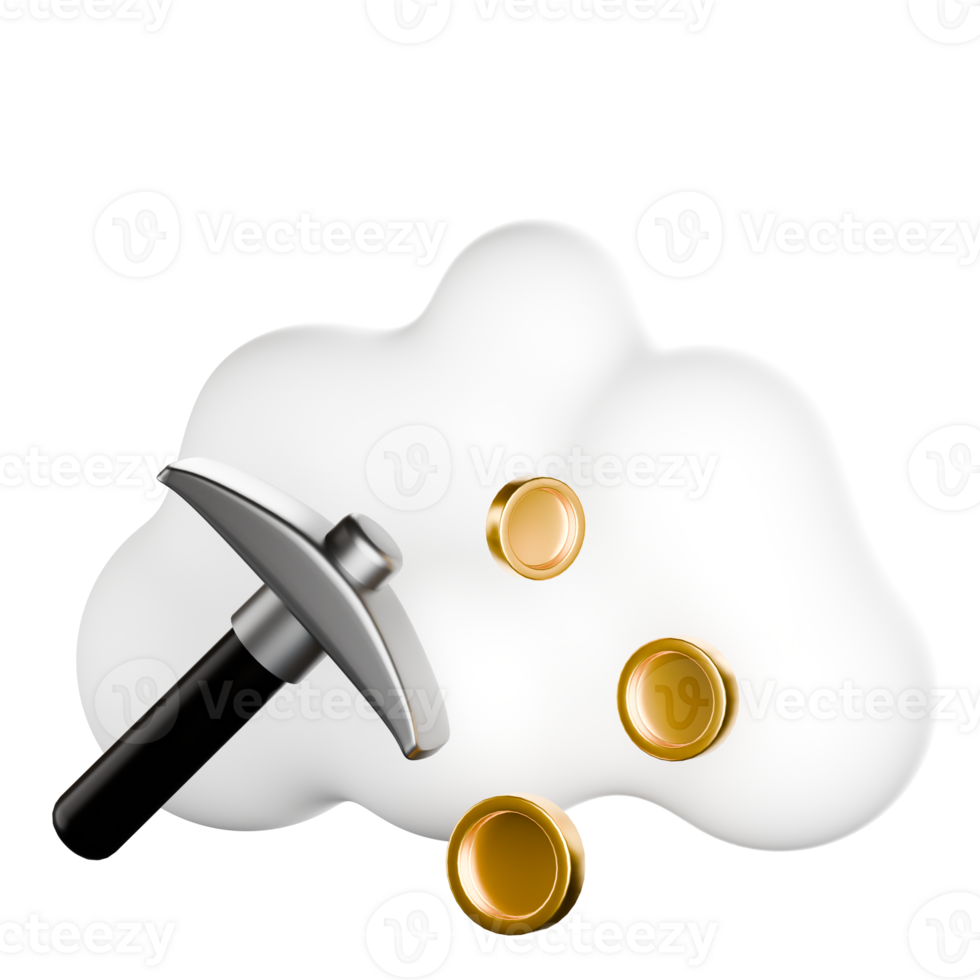 A hammer and a cloud with gold coins png