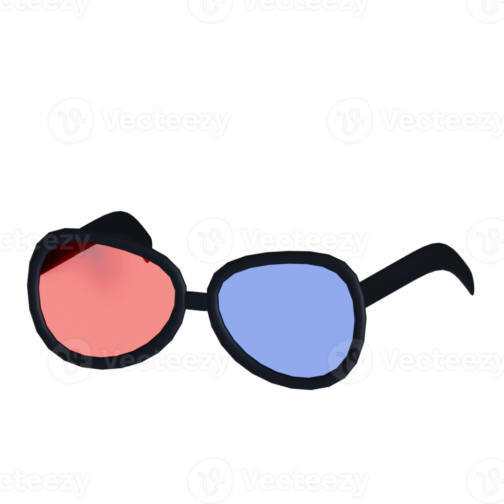 Glasses with red and blue lenses on a black background png