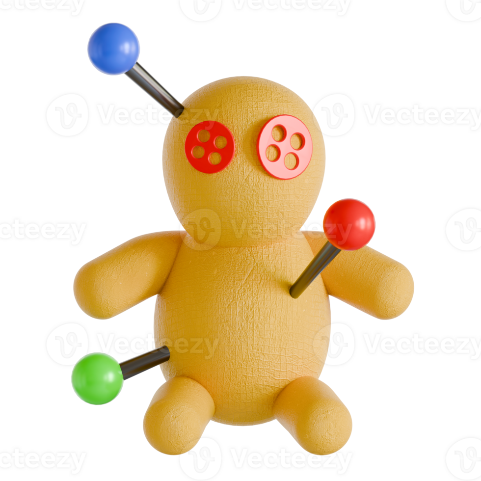 A toy with pins on it's head and a red and green ball png