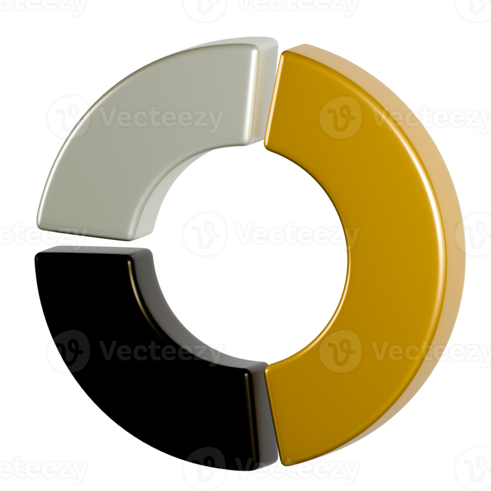 A 3d image of a circle with a yellow and black color png