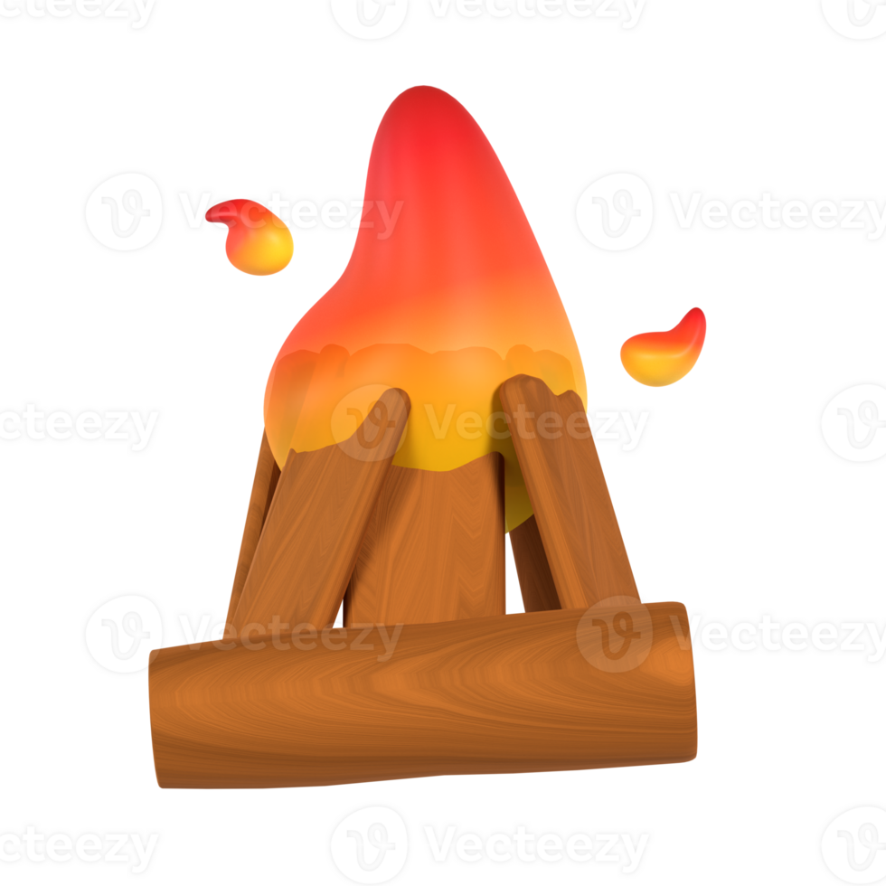 A fire burning on a wooden stick png
