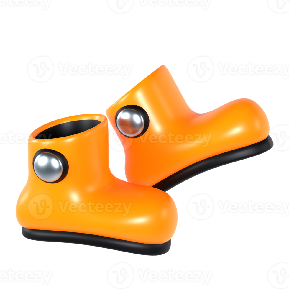 An orange pair of boots with a black background png