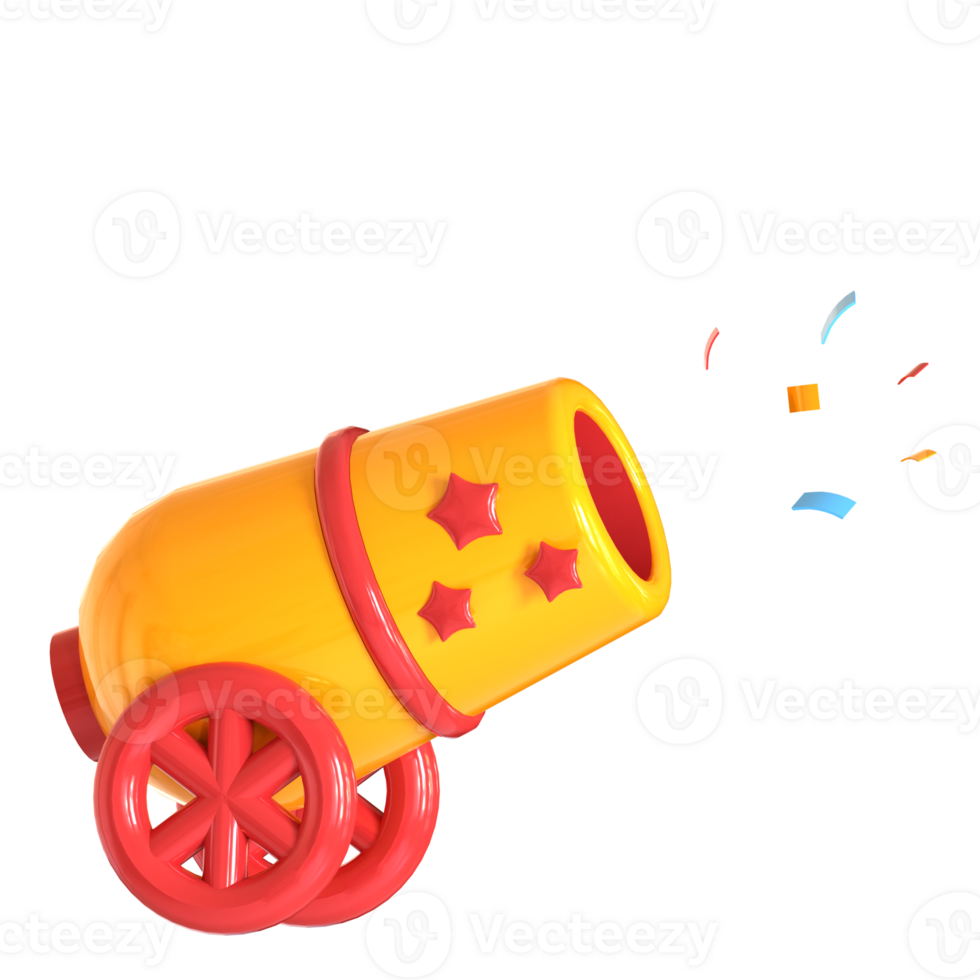 A toy cannon with confetti coming out of it png